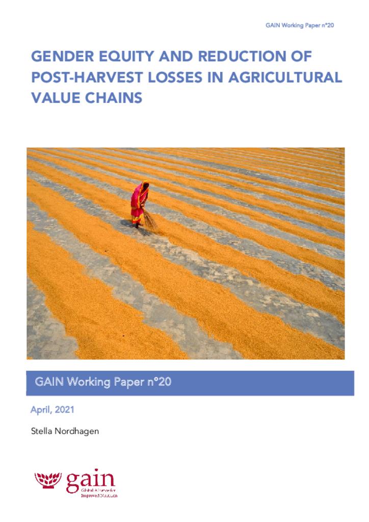 GAIN Working Paper Series 20 - Gender equity and reduction of post-harvest losses in…